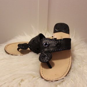 Black Leather Jack Rogers Wedge sandals